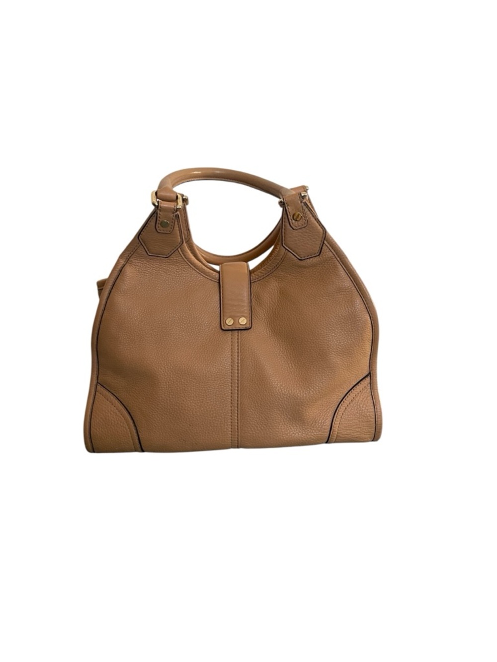 Michael Kors Bag Large Hudson Camel Leather Tote Gold Logo Shoulder Bag - Picture 5 of 9